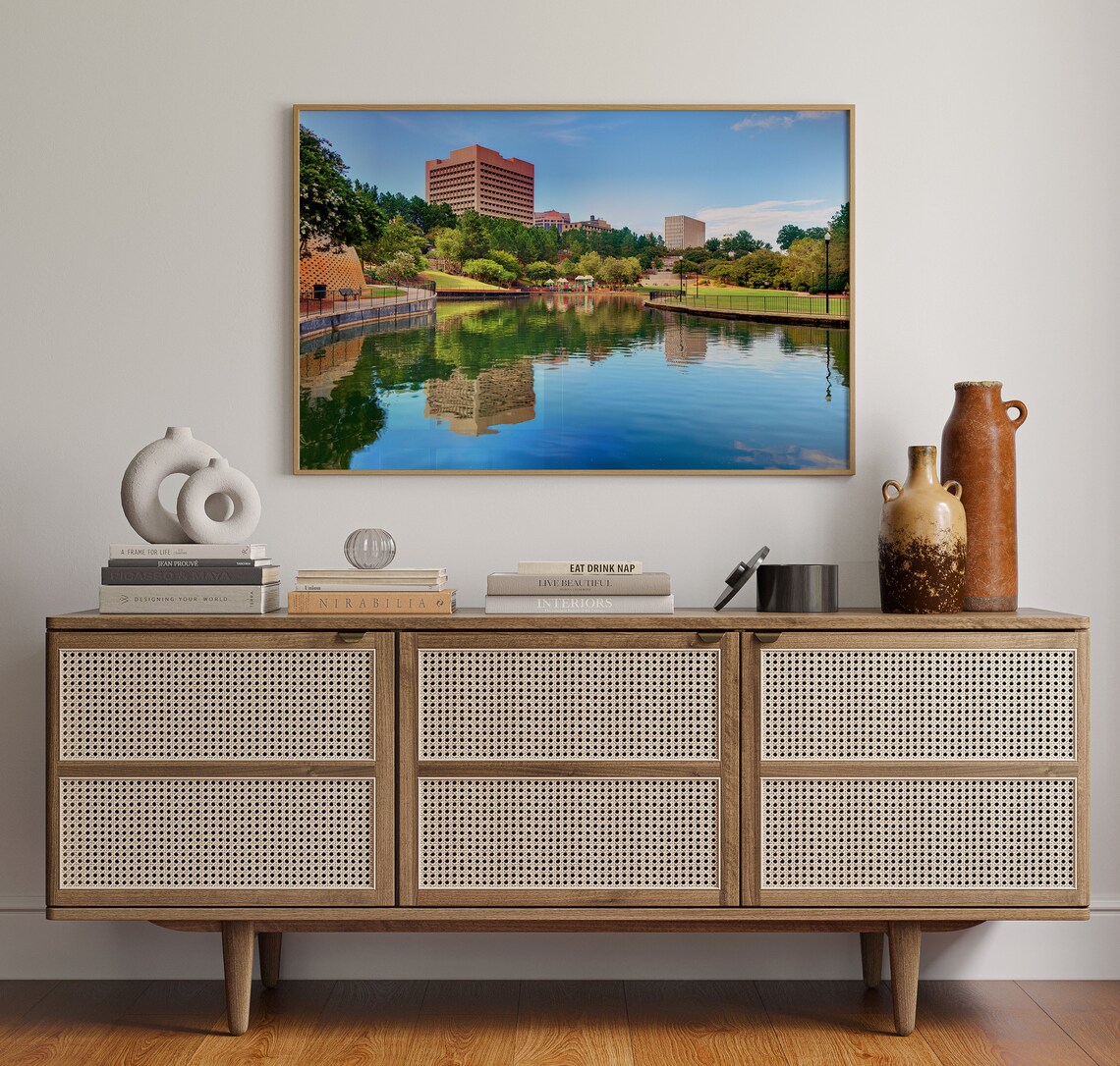 Columbia South Carolina City Park Lake Skyline Landscape Poster - Image 4