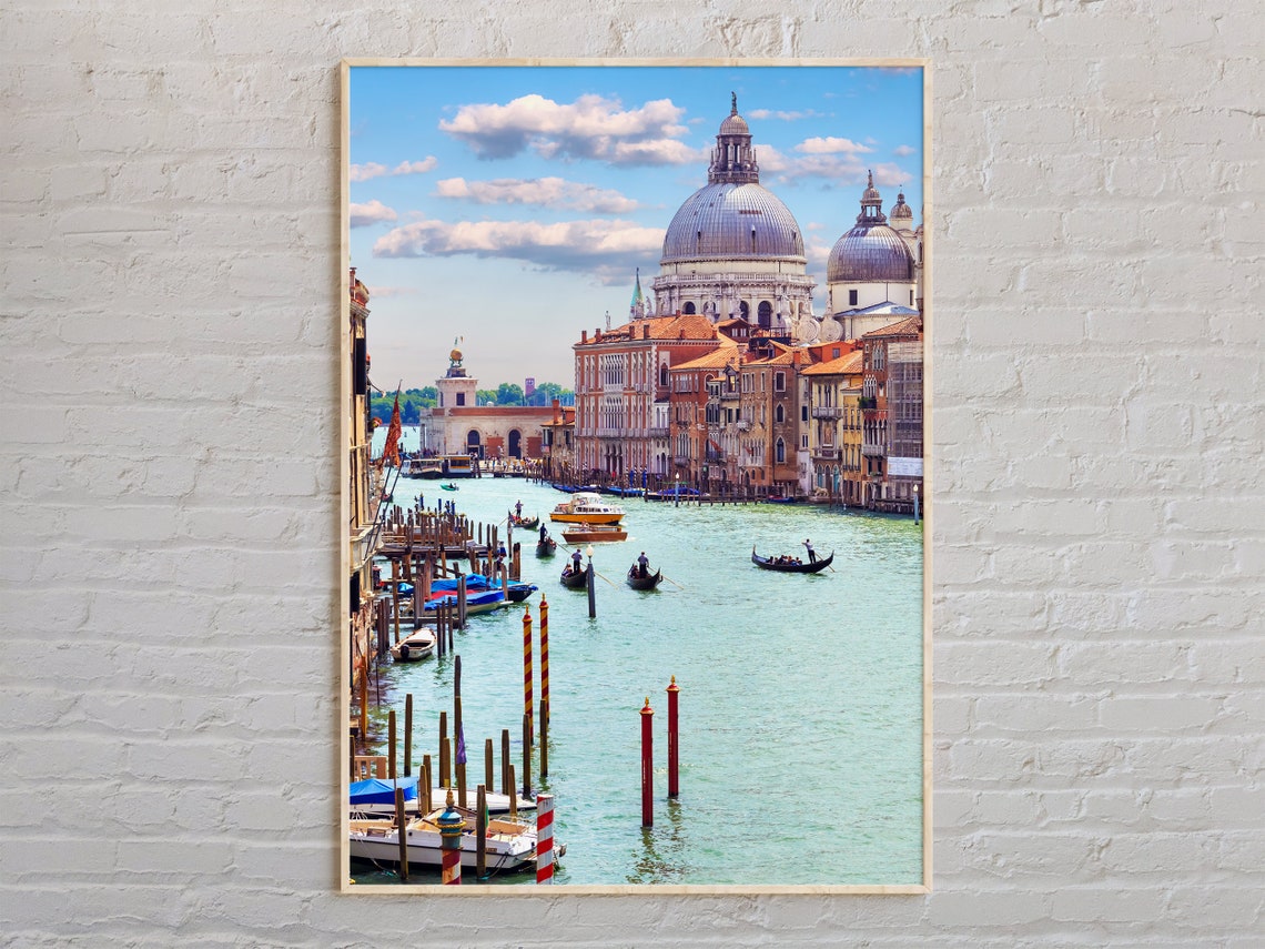 Real Photo Venice Italy Grand Canal Gondolas Santa Maria Poster