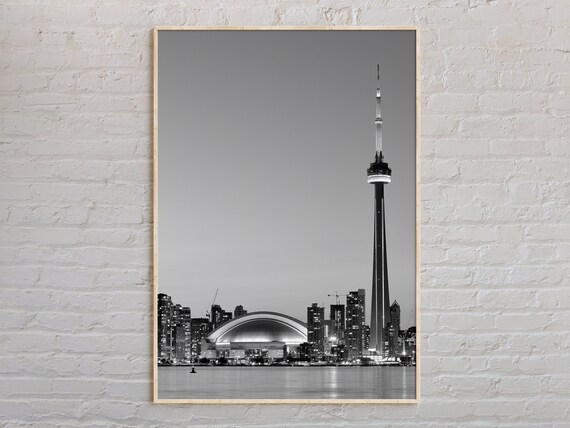 Toronto Skyline Black And White Photography CN Tower City Poster