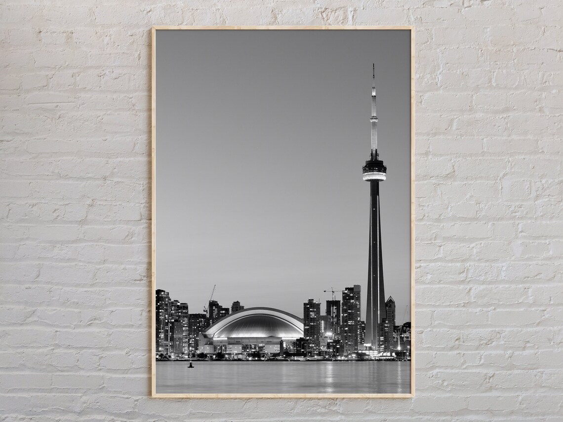 Toronto Skyline Black And White Photography CN Tower City Poster