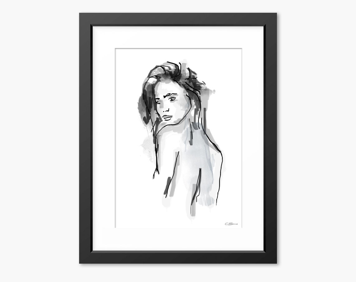 Wall Art Print Female Art Print Painting Of Woman Blue Art Print Contemporary Wall Art Watercolour Print Blue Wall Art Illustration