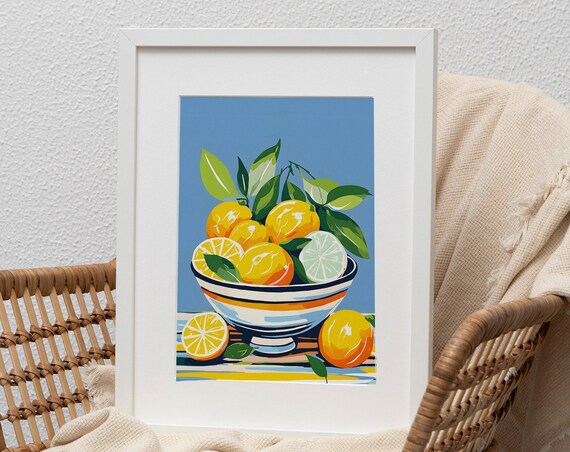 Bright Bowl Of Sunlit Oranges Citrus Still Life Kitchen Poster