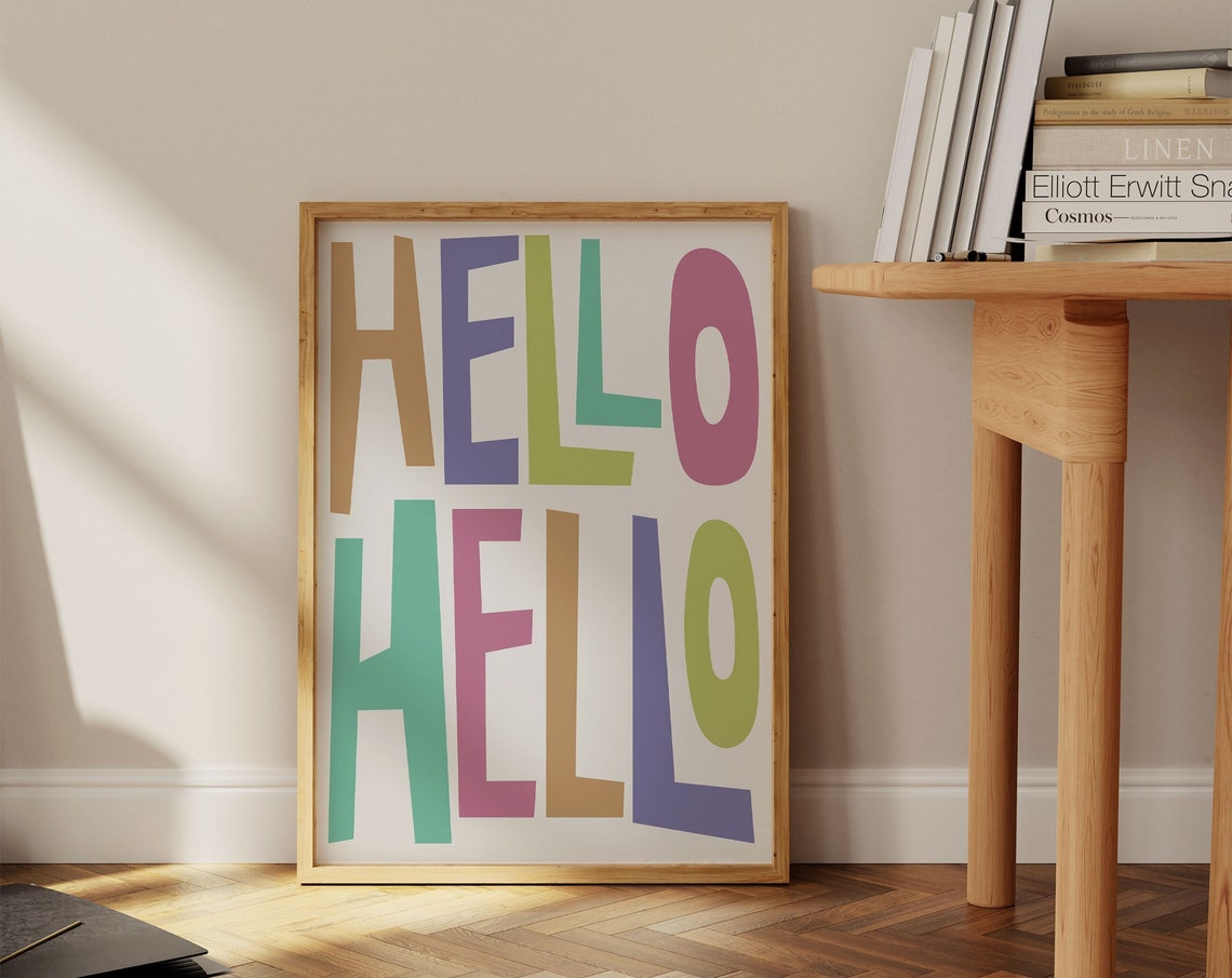 Hello Hello Fun Colorful Chunky Letters Happy Typography Poster - Image 4