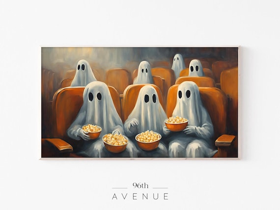 Cute Ghosts Watching A Movie With Popcorn In A Cinema Poster