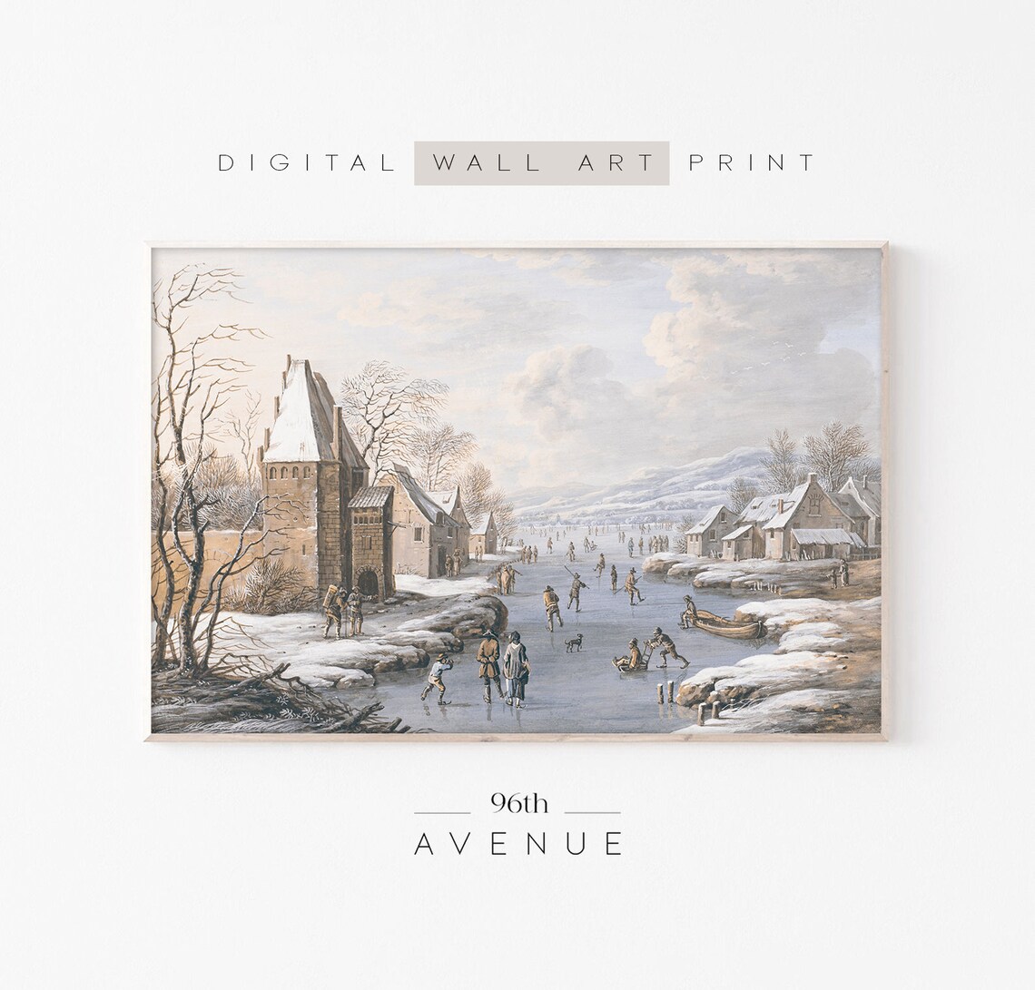 Winter Painting Vintage Snow Landscape, Travel Poster