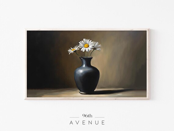 Still Life Vase Of Flowers Painting Frame Tv Art Moody Floral Tv Art Vintage Botanical Screensaver Instant