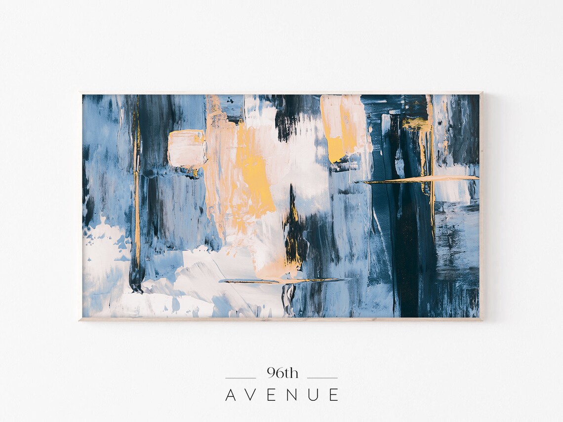 Blue Abstract Acrylic Painting Art Print