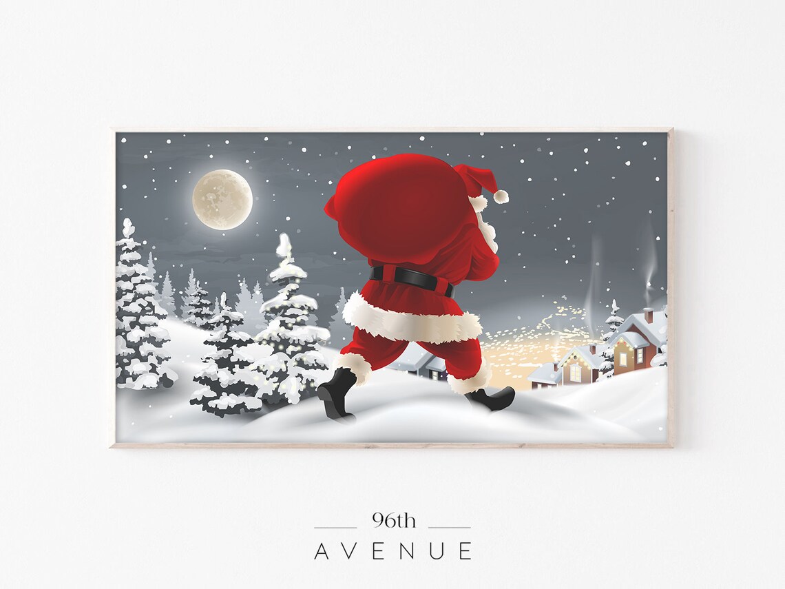Christmas Santa Holiday Art Print for TV Decor