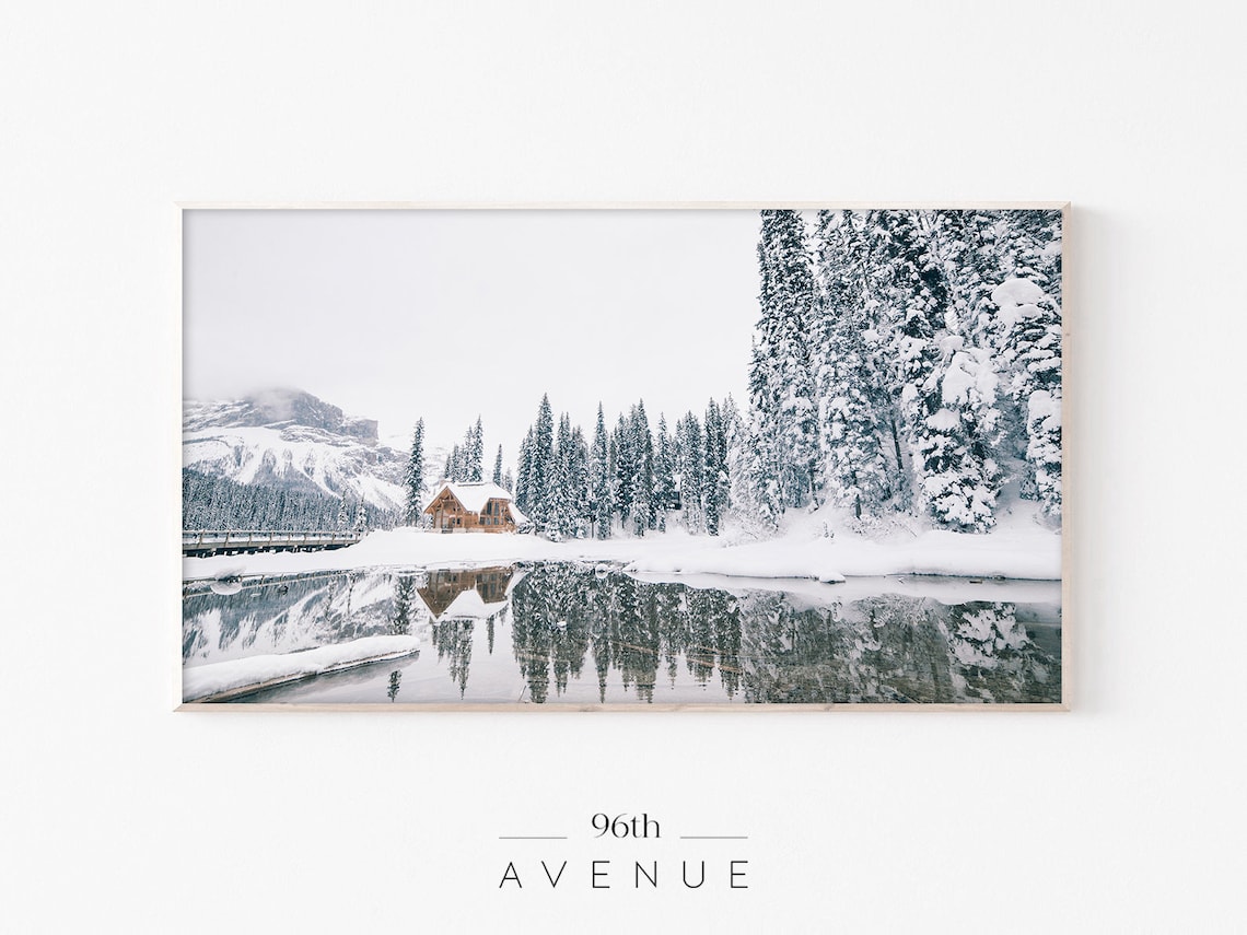 Cabin In The Snow Winter Landscape Art Print