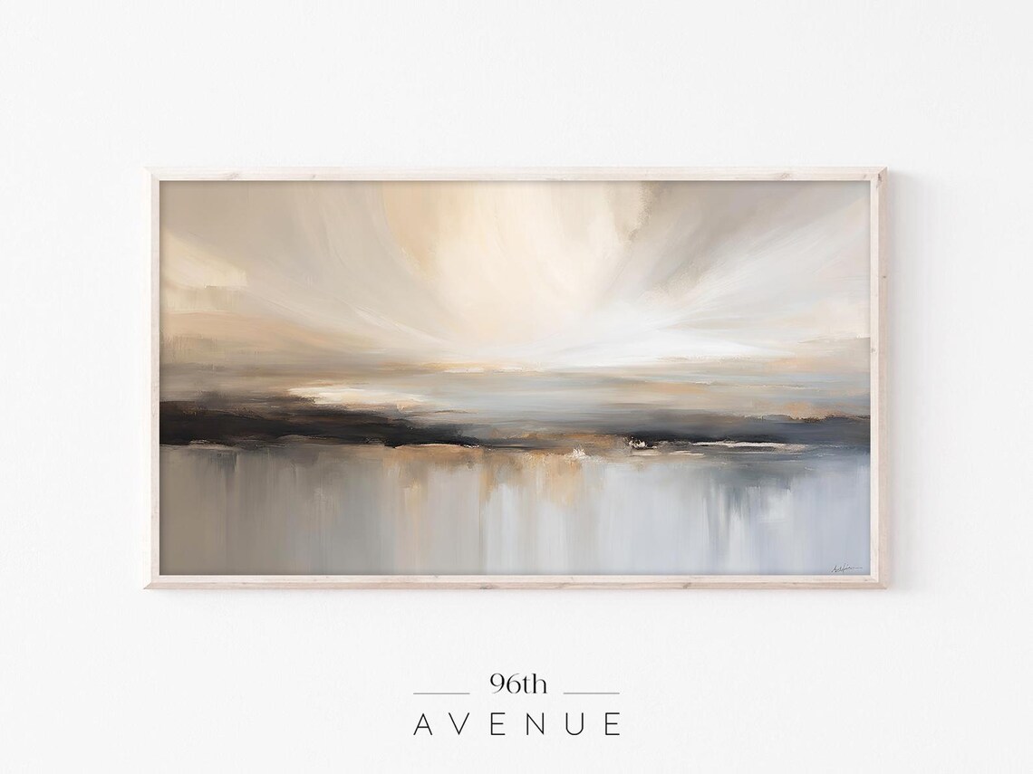Neutral Beige Abstract Seascape, Minimal Modern Art Print