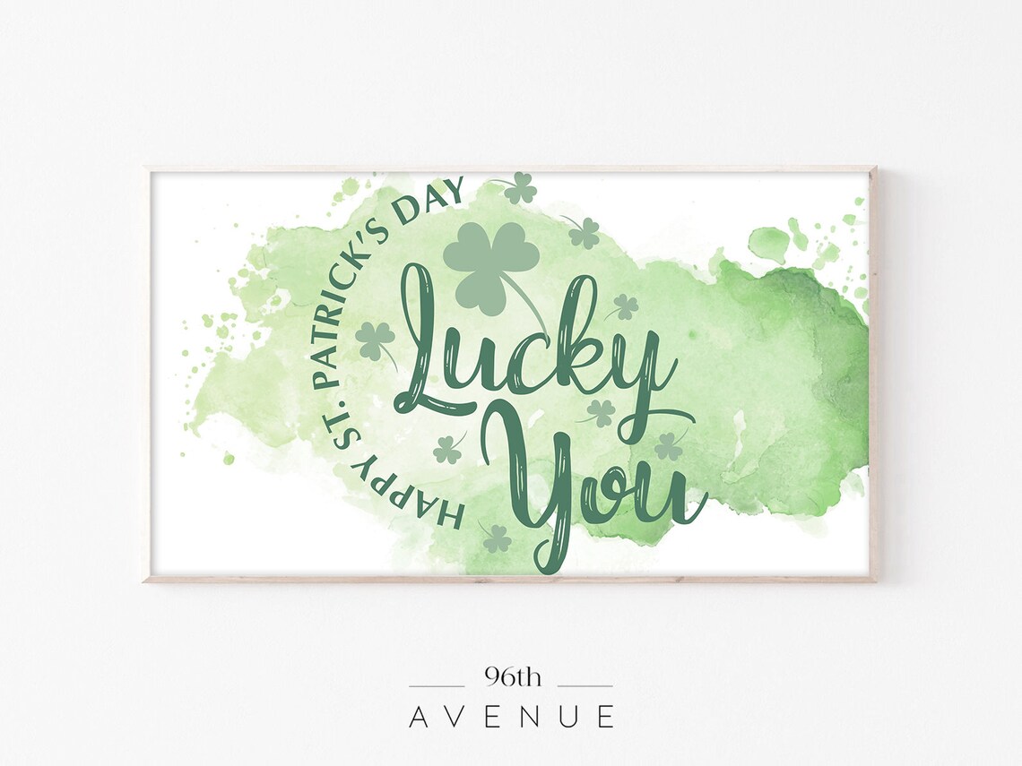Lucky You Happy St. Patrick's Day Shamrock Watercolor Poster