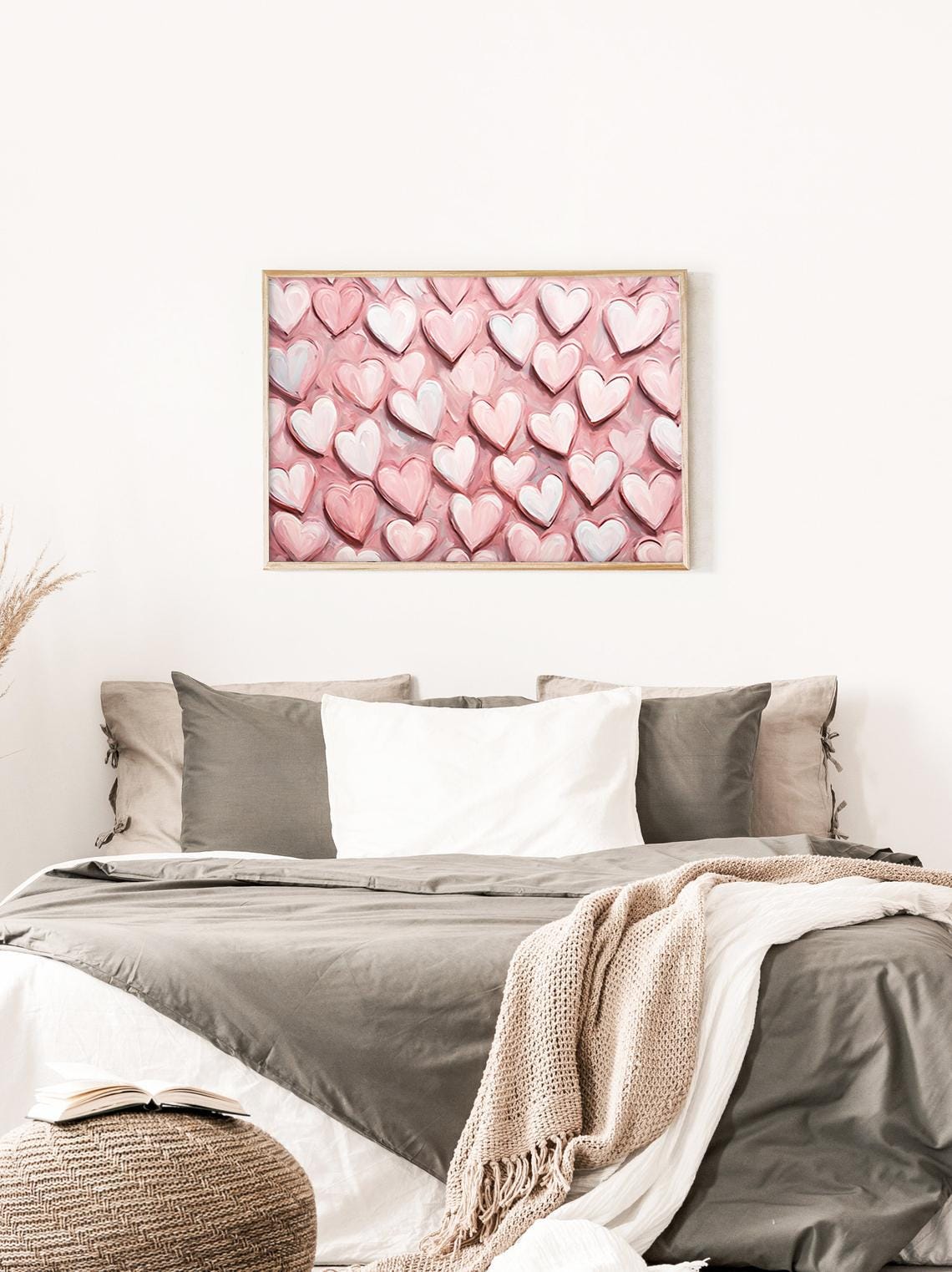 Blush Pink Hearts Pattern Repeat Sweet Valentine Love Art Print - Image 3