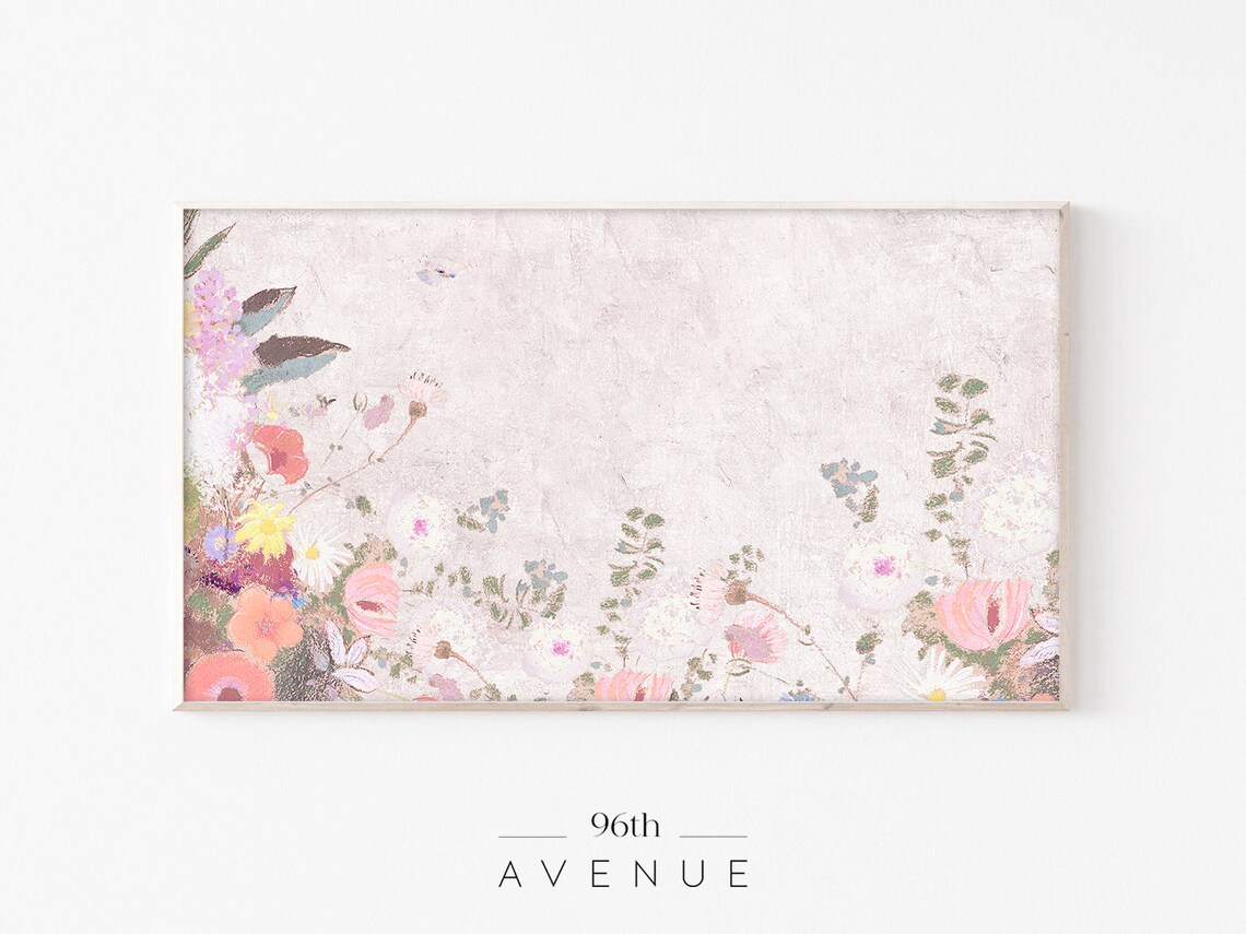 Vintage Wildflower Border Textured Antique Floral Design Poster