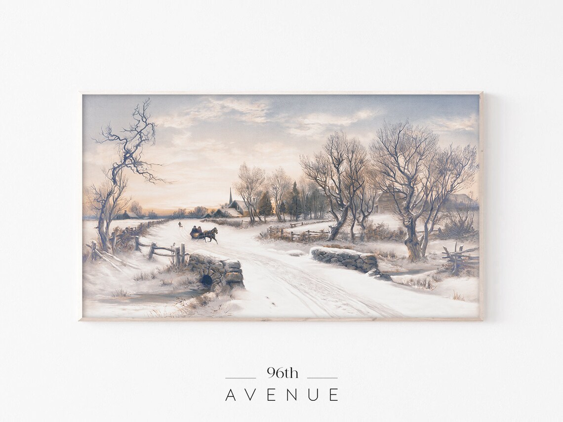 Antique Oil Painting Landscape, Frame TV Art