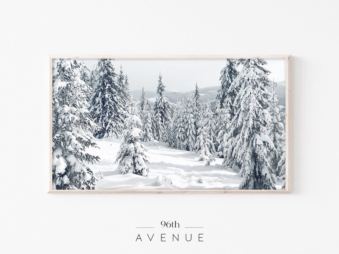 Winter Pine Tree Forest, Holiday Seasonal Art