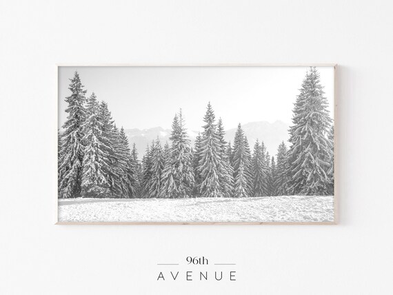 Christmas Snowy Trees Art Print for TV Display