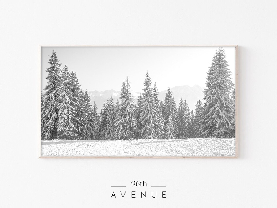 Christmas Snowy Trees Art Print for TV Display