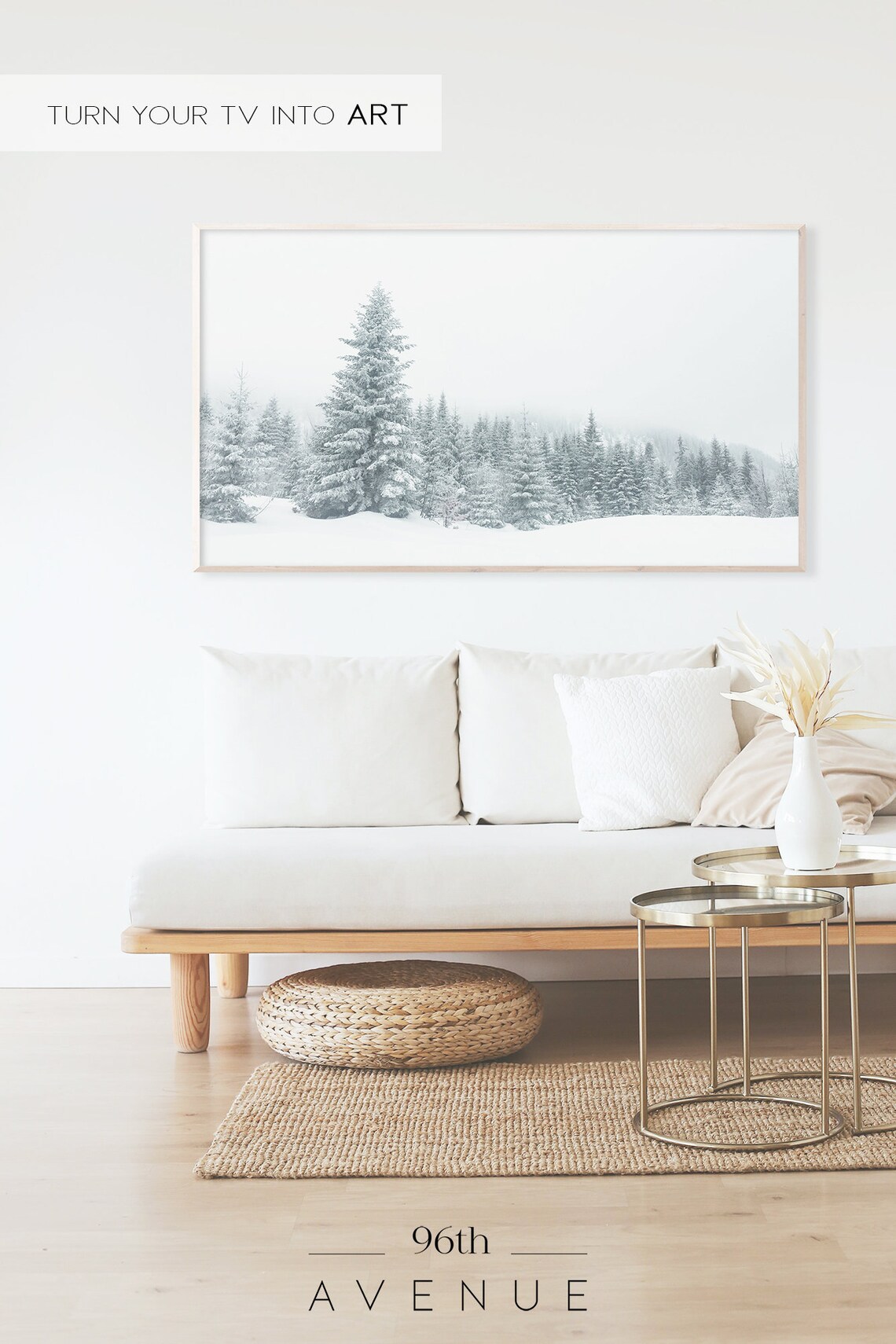 Winter Pine Tree Forest Art Print, Snowy Forest - Image 2