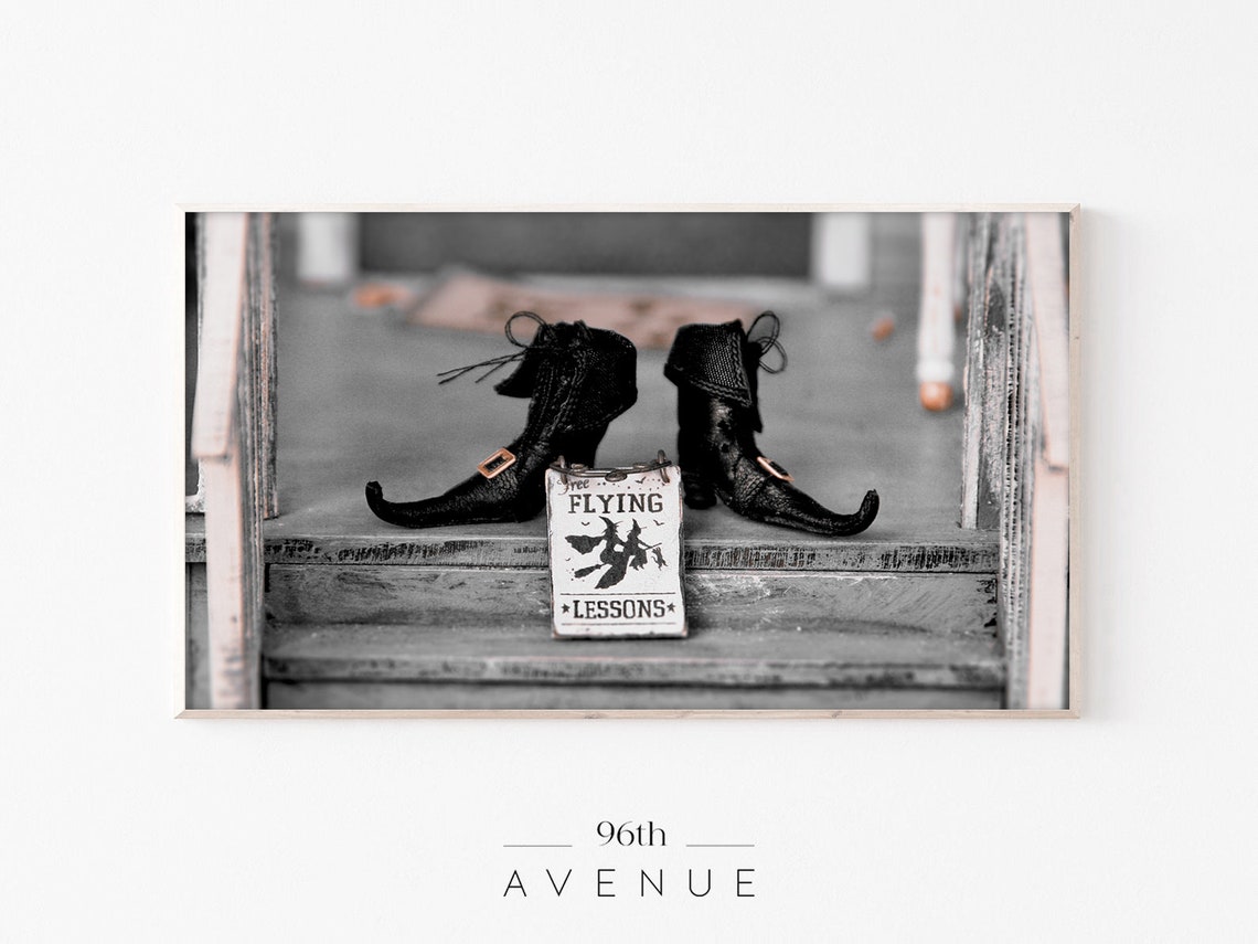 Witch Boots Free Flying Lessons Sign Spooky Halloween Photo Wall Art