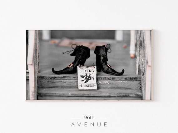 Witch Boots Free Flying Lessons Sign Spooky Halloween Photo Wall Art