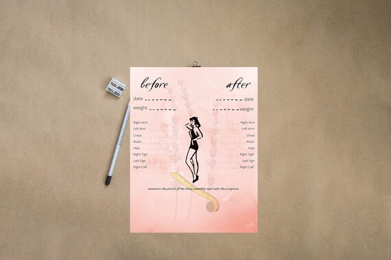 Before and After Body Measurement Fitness Tracker Weight Loss Print