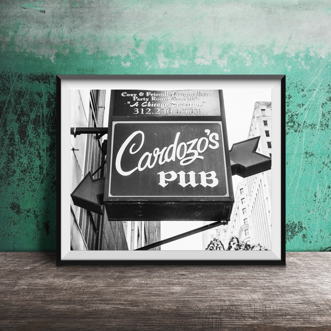 Cardozos Pub Chicago Tradition Green Arrow Hanging Sign Poster - Image 2