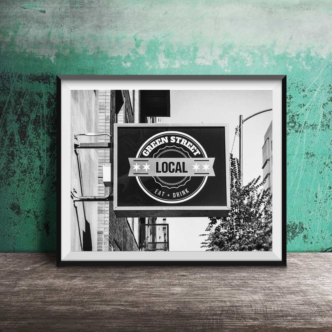 Green Street Local Eat Drink Badge Bar Sign Photography Poster - Image 2
