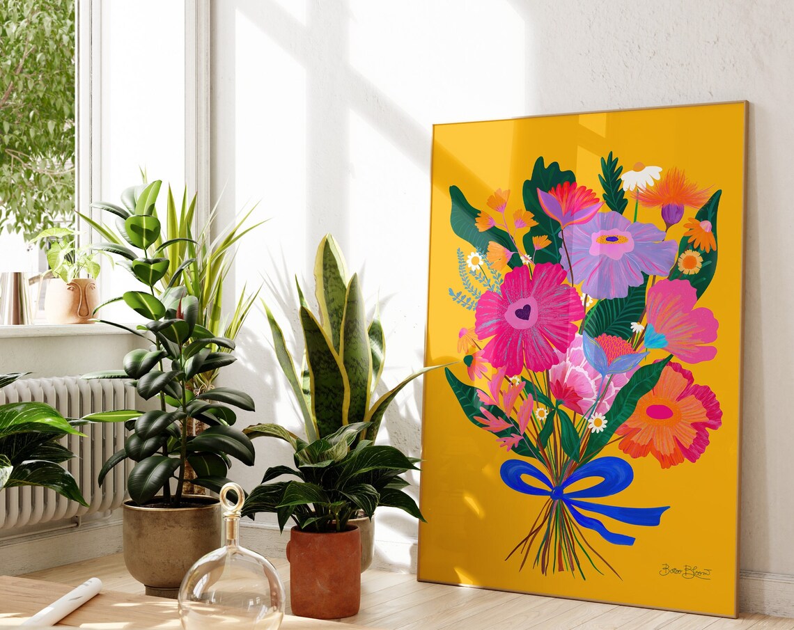 Eclectic Floral Art Print, Maximalist Pink Bouquet - Image 7