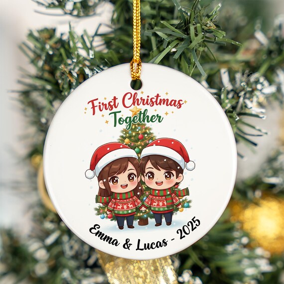 First Christmas Together Couple Personalized Ornament 2025 Wall Art
