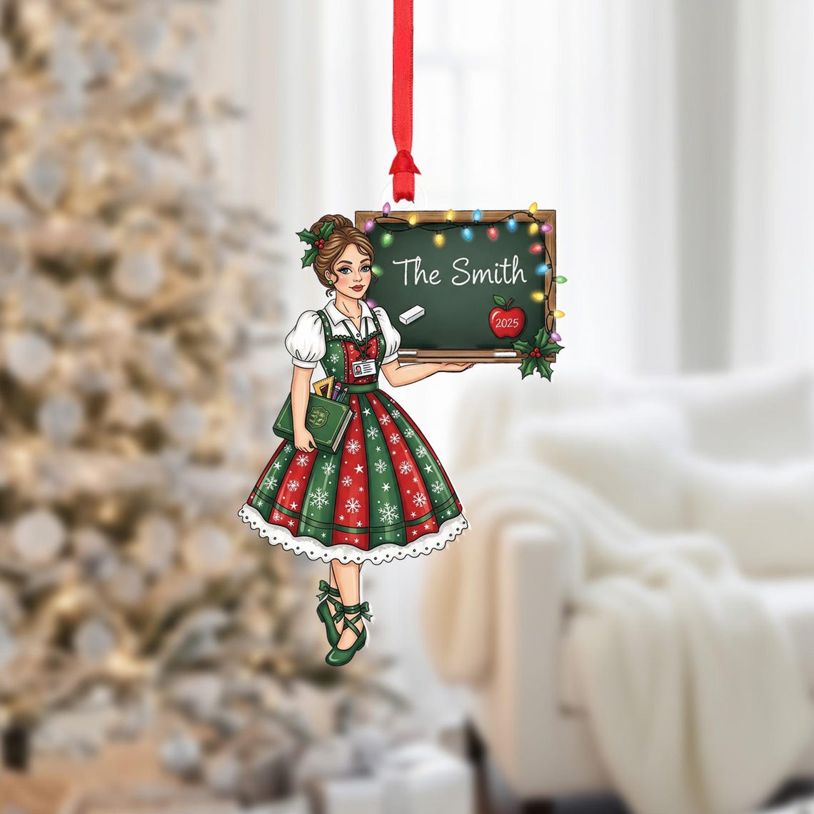 Personalized Teacher Ornament 2025 Custom Holiday Keepsake