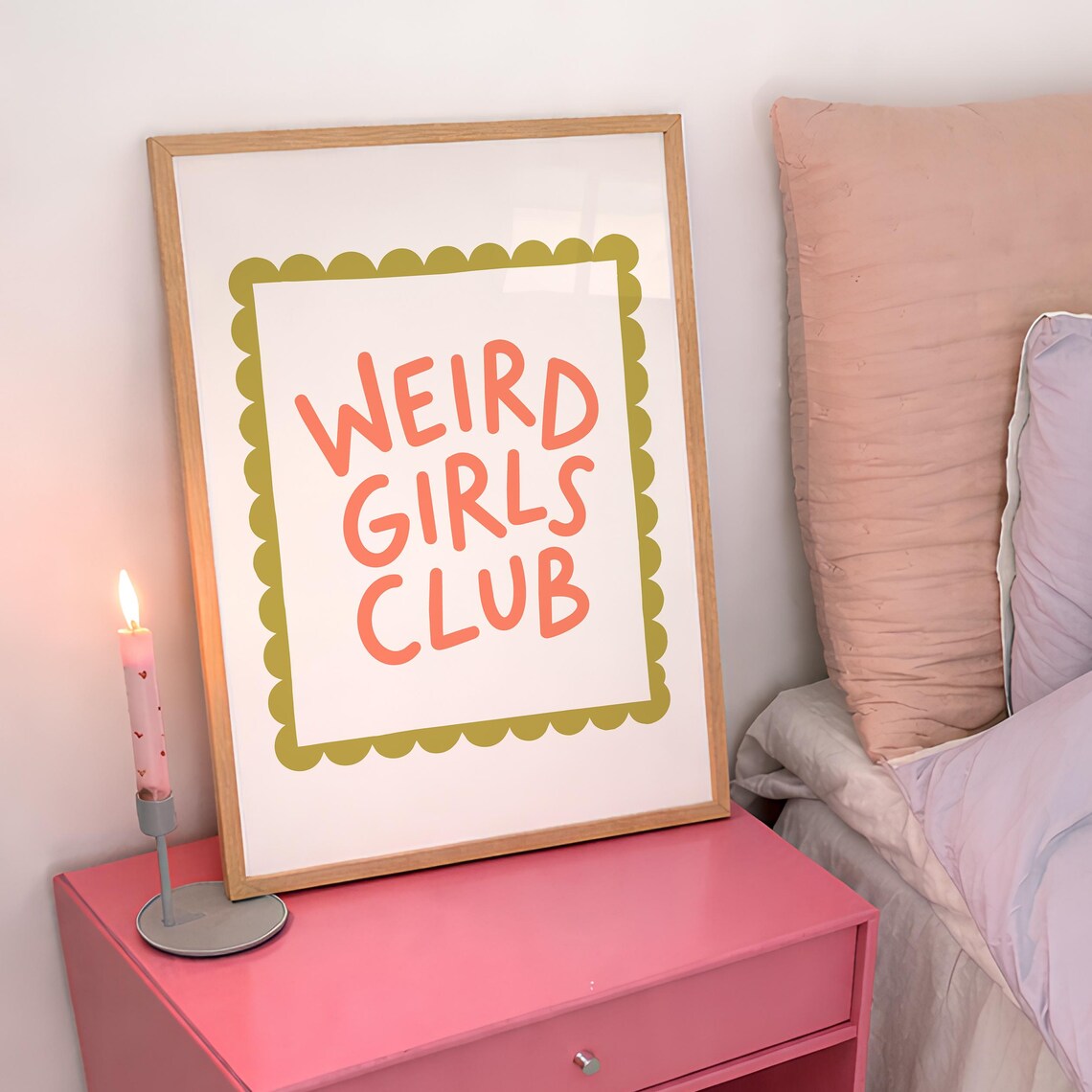 Weird Girls Club Coral Scalloped Feminist Affirmation Poster