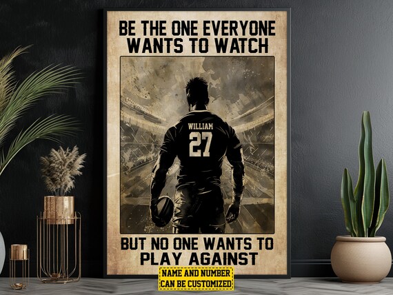 Personalized Football Motivational Quote Vintage Player Poster Gift