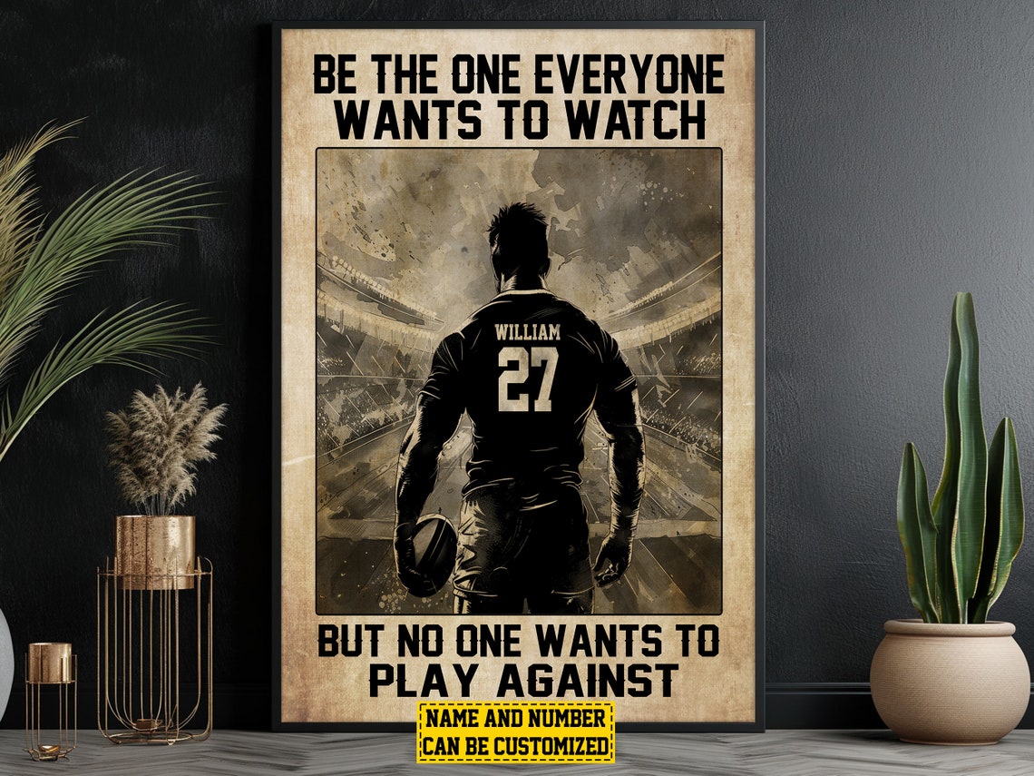 Personalized Football Motivational Quote Vintage Player Poster Gift