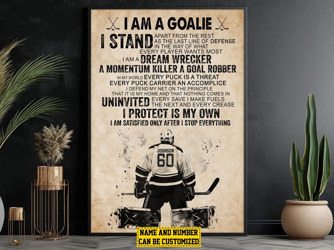 Hockey Goalie Personalized Art Print Gift For Son