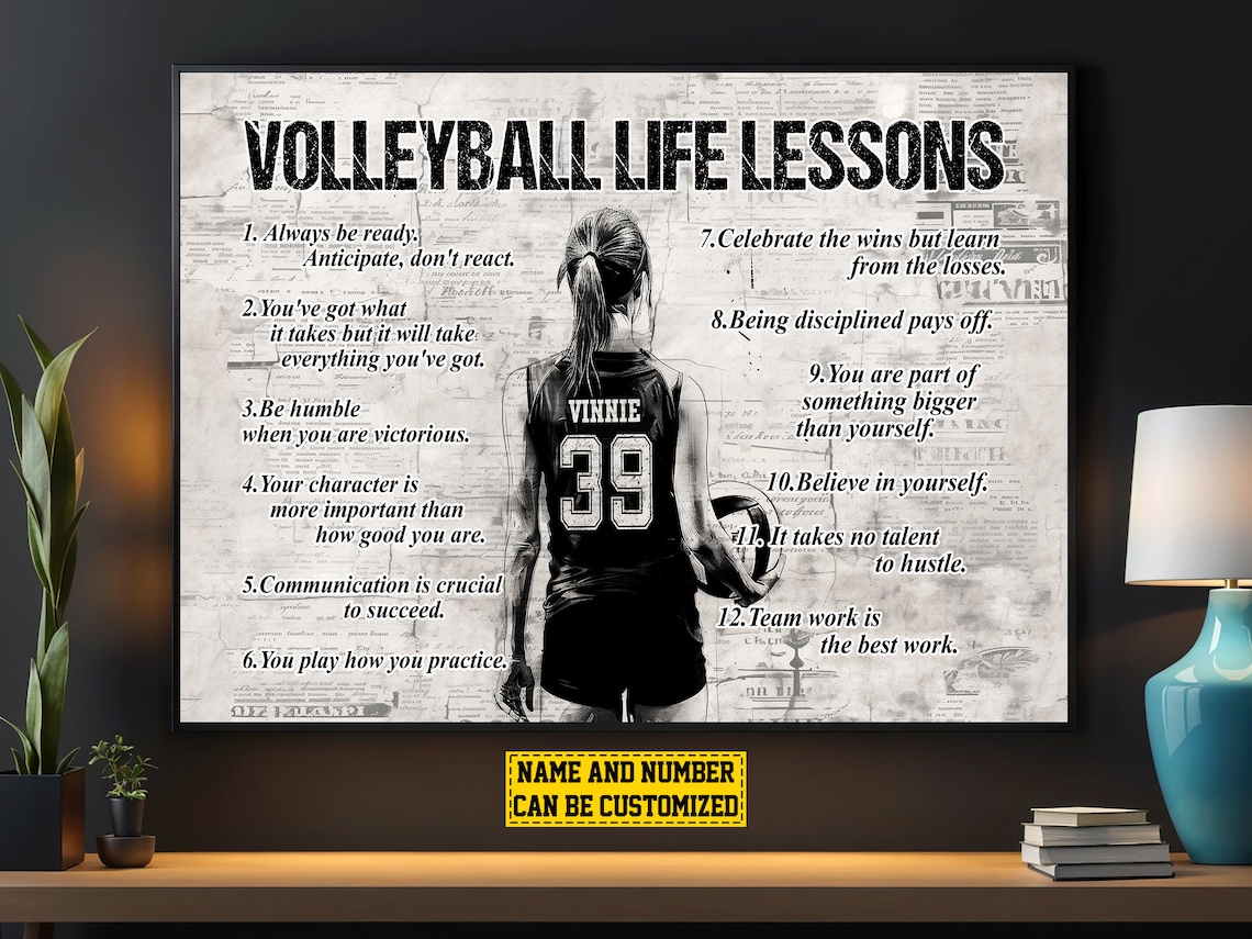 Volleyball Life Lessons Personalized Poster Print