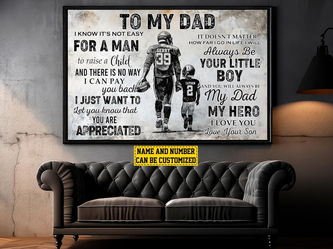 Football To My Dad Personalized Art Print - Image 3