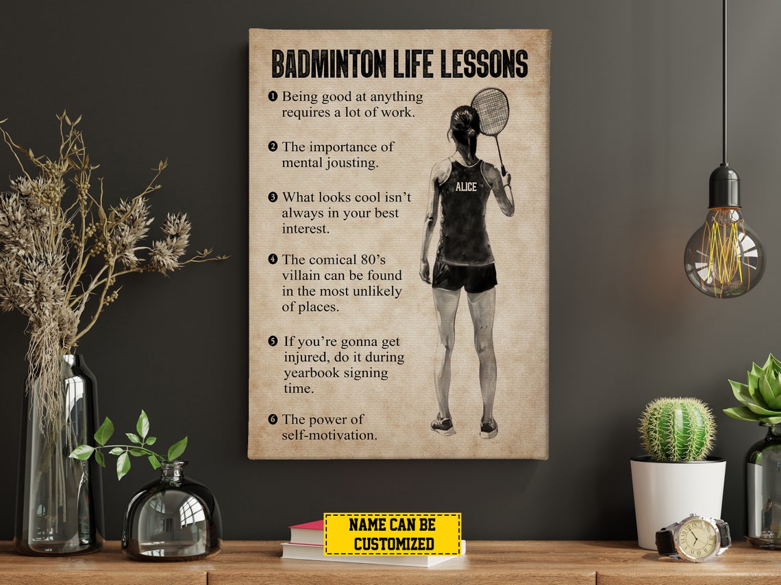 Badminton Life Lessons Personalized Vintage Female Player Poster