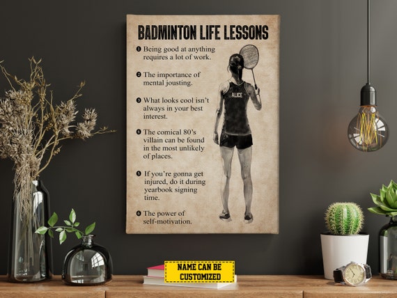 Badminton Life Lessons Personalized Print Badminton Poster Print Badminton Gift For Girl Daughter
