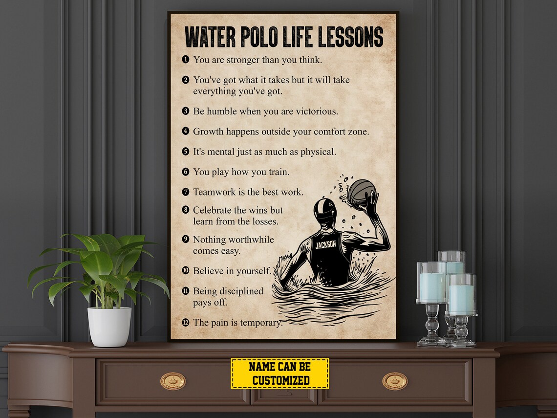 Personalized Water Polo Life Lessons Art Print - Image 3