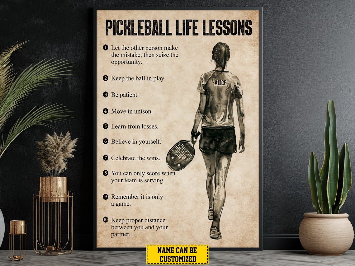 Pickleball Life Lessons Personalized Print Pickleball Poster Print Pickleball Gift For Girl Daughter - Image 5