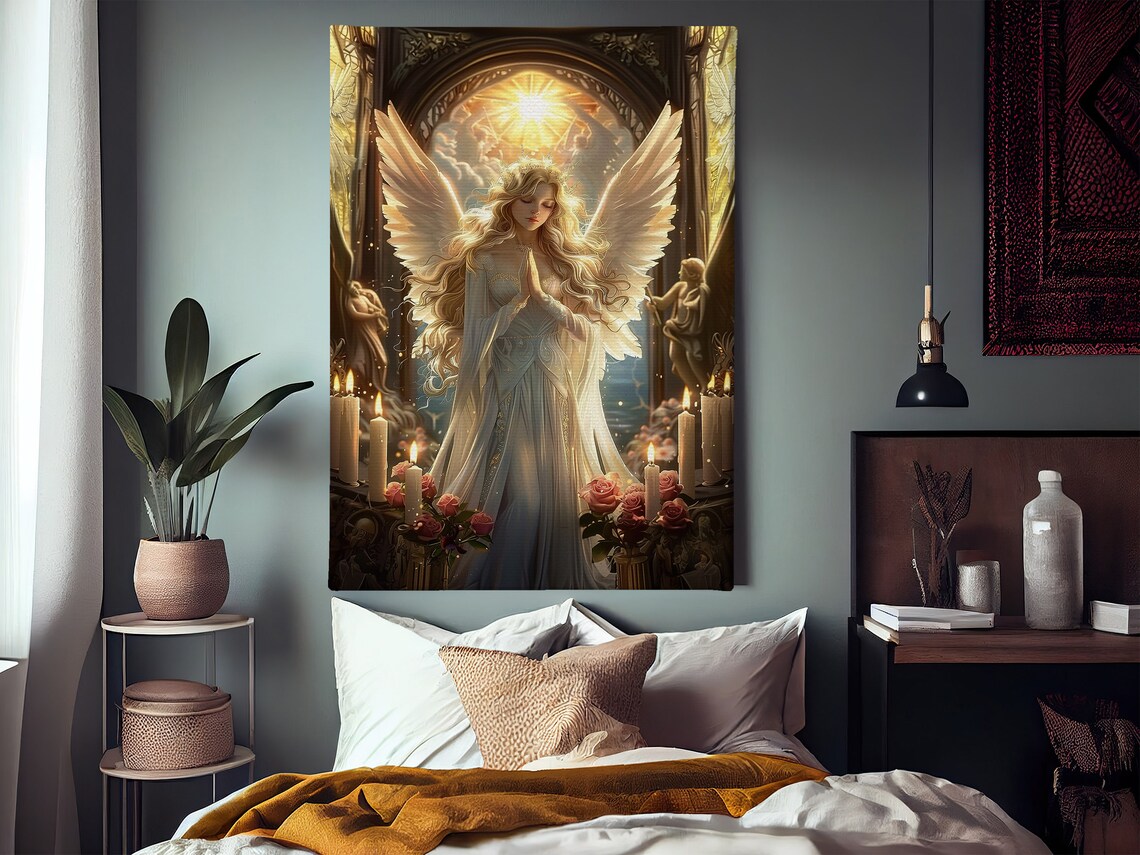 Vintage Young Angel in Church, Faith Art Print - Image 2