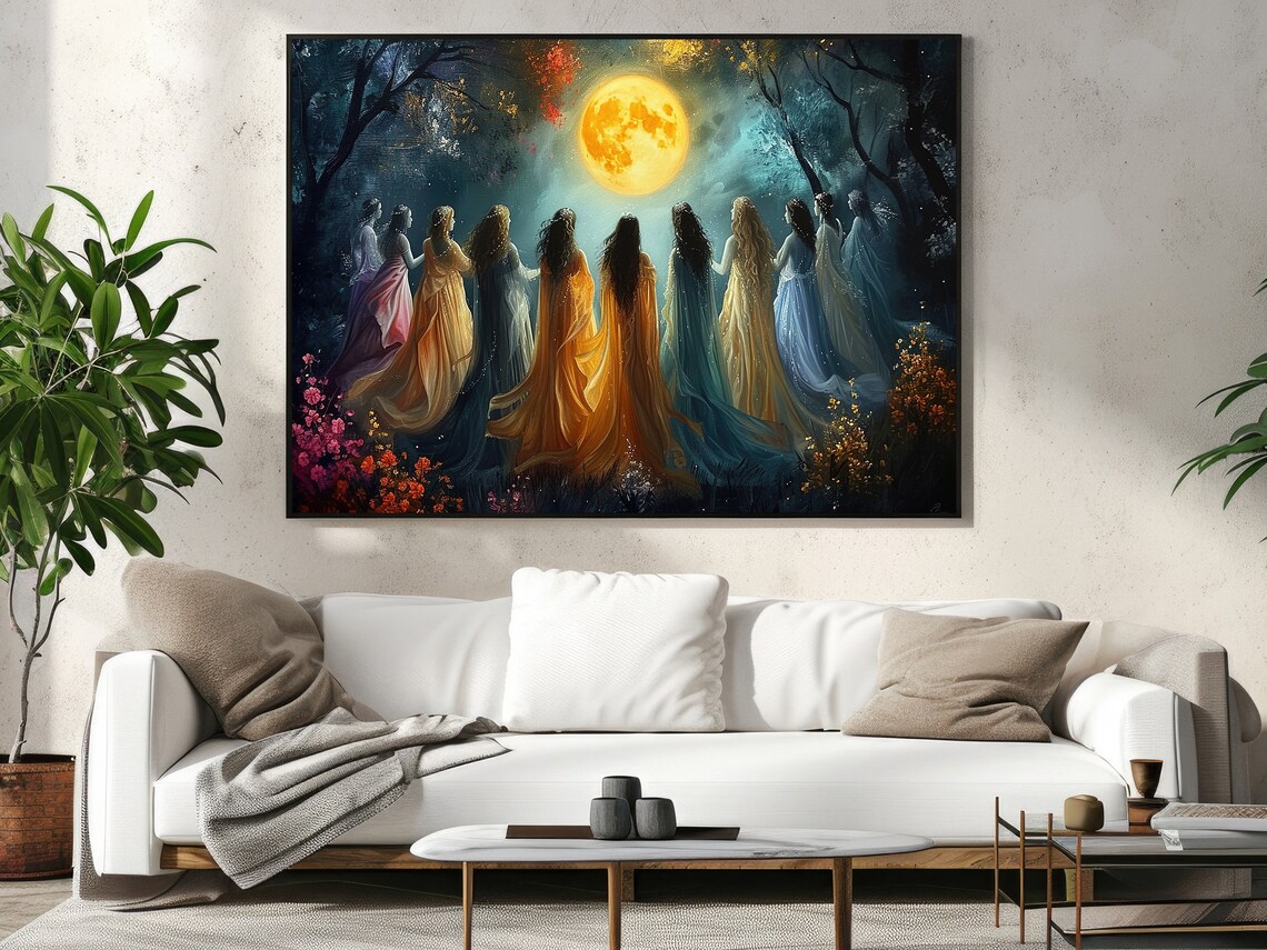 Witches Make Magic Painting Moon Calling Art Print - Image 2