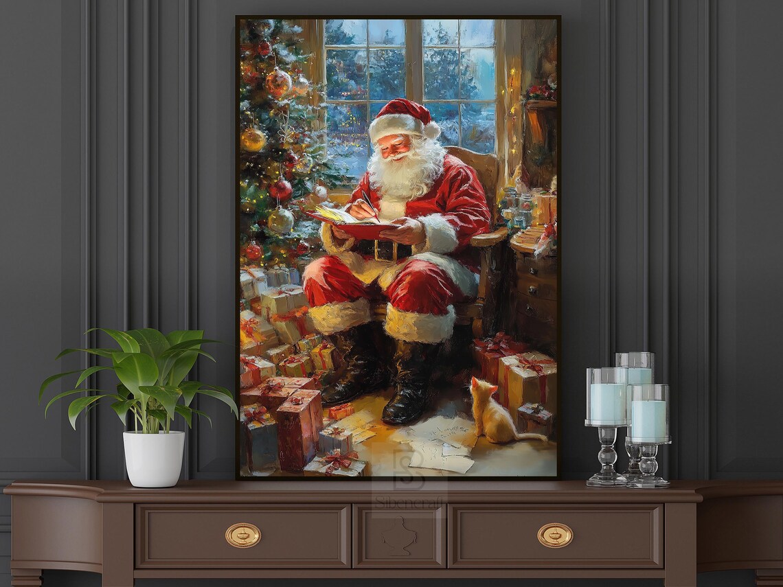 Vintage Santa Claus Writing Christmas Art Print - Image 5