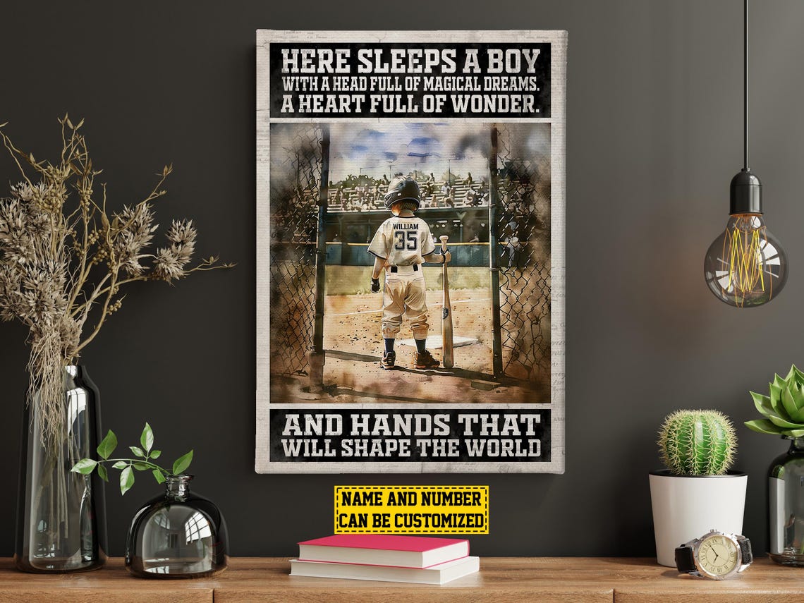 Baseball Player Boy Personalized Print Baseball Poster Print Softball Gift For Son Boys - Image 4