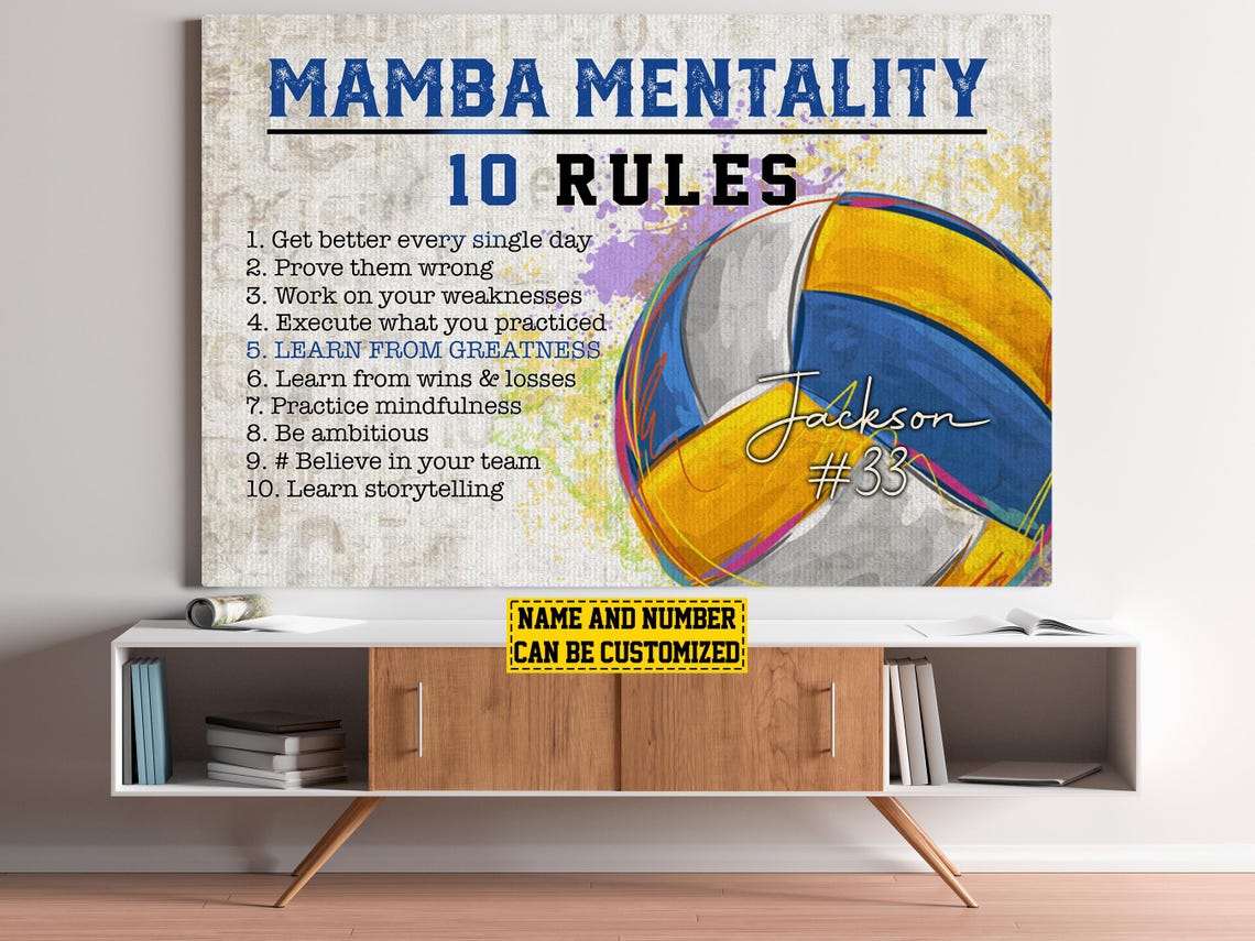 Mamba Mentality 10 Rules Volleyball Motivational Custom Poster Print - Image 4
