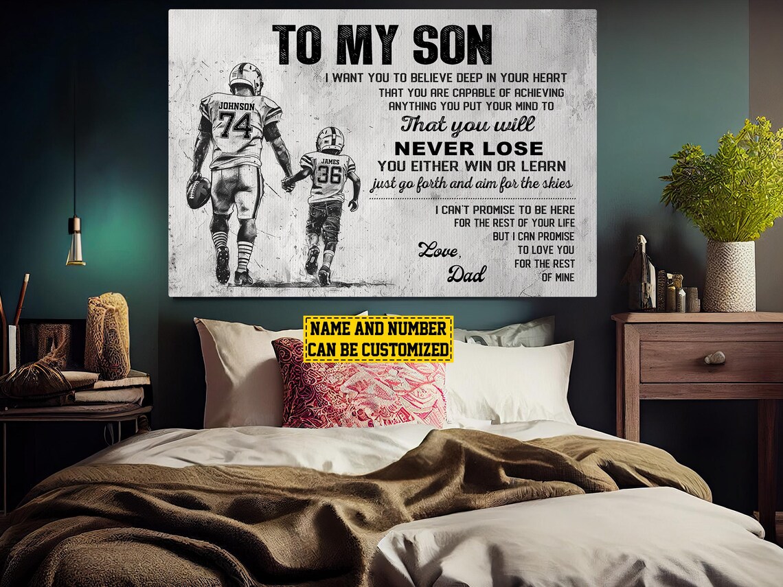 Football To My Son Personalized Gift Poster Print - Image 5