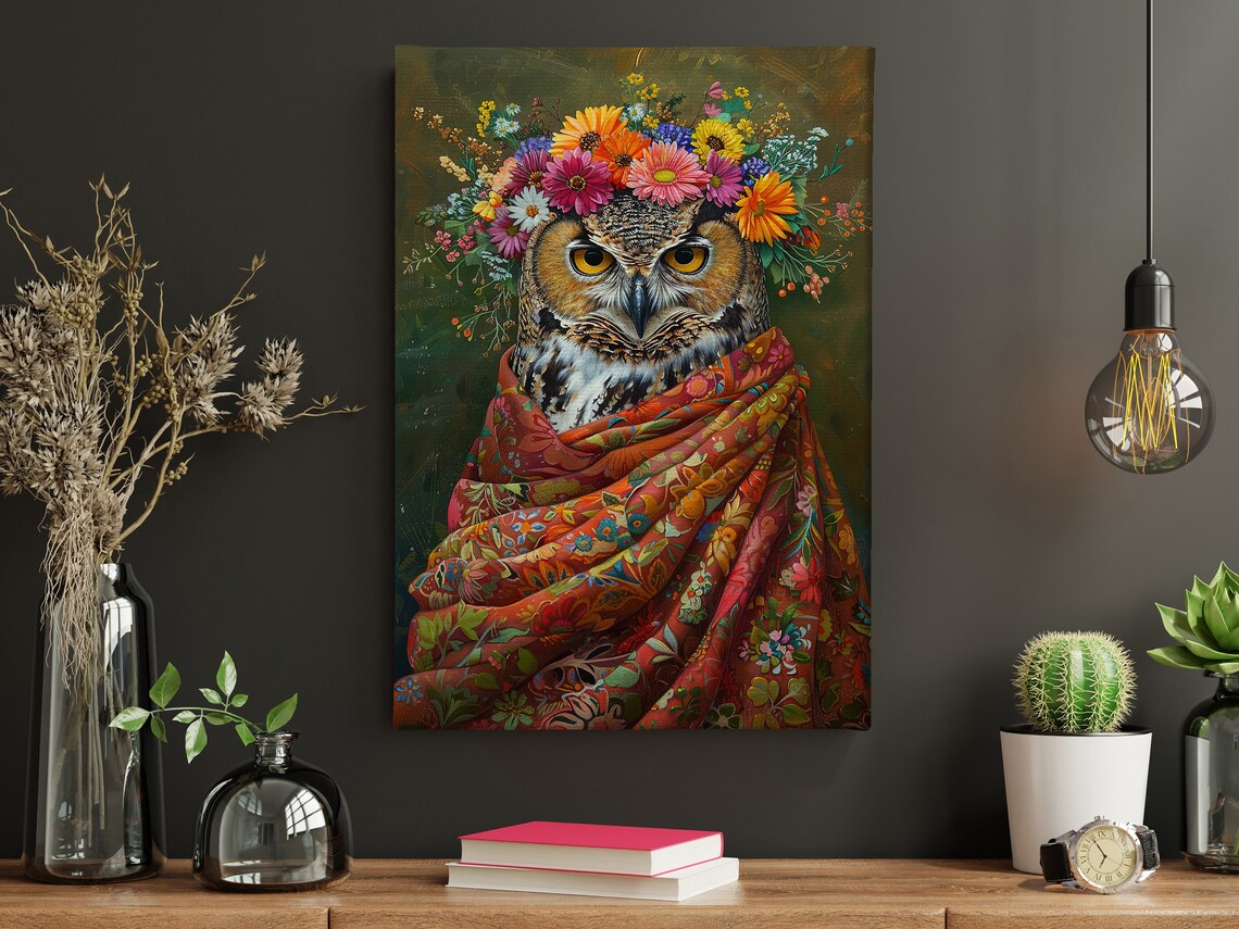 Matisse-Inspired Floral Owl, Vintage Animal Poster - Image 4