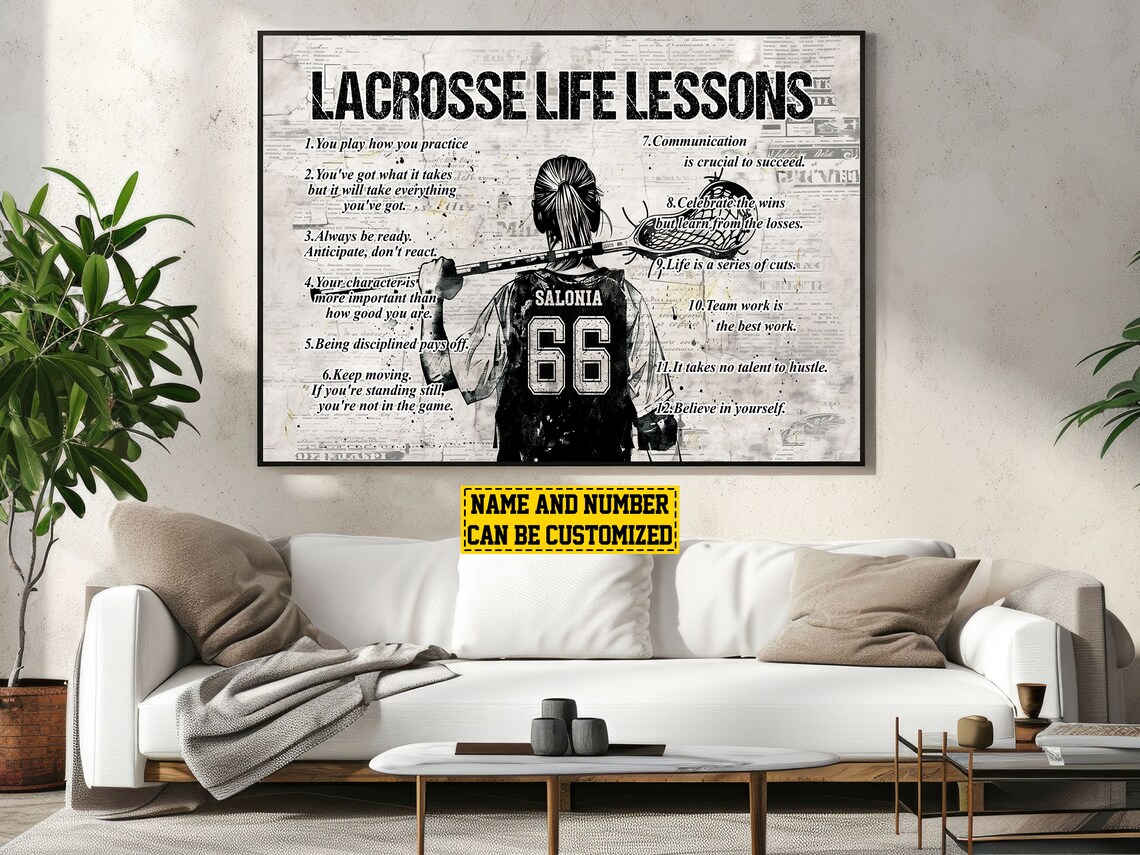 Personalized Lacrosse Life Lessons Girl Art Print - Image 4