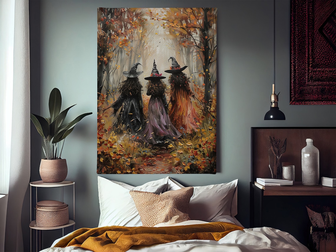 Three Witches In The Forest, Vintage Halloween Poster - Image 2