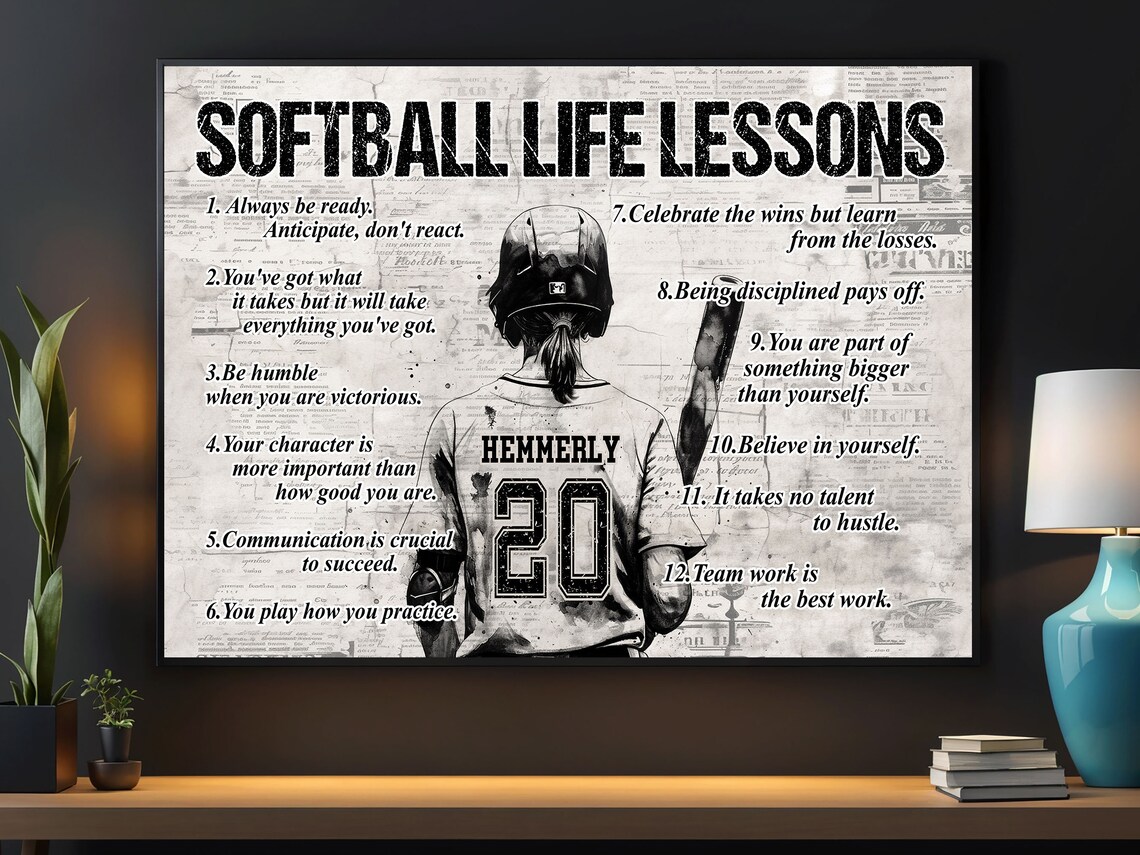 Softball Life Lessons Personalized Poster Print - Image 5